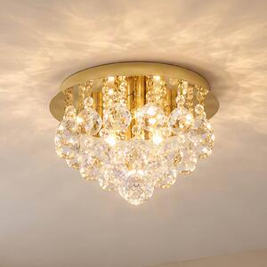 Lampa sufitowa kryształowa Gillion Lindby, możliwość ściemniania, mosiężny / złoty, salon / jadalnia, kryształ, design