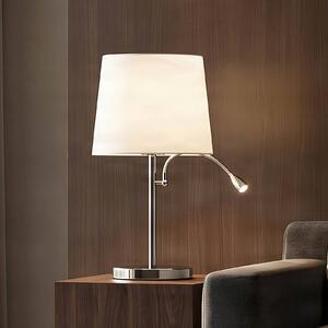 Lampa stołowa Benjiro Lindby, chromowy / srebrny, salon / jadalnia, tkanina / materiał / jedwab, nowoczesny