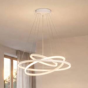 Lampa wisząca Ezana Lucande, możliwość ściemniania, biały / opal, salon / jadalnia, metal, nowoczesny