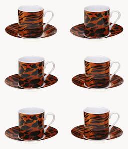 Komplet filiżanek ze spodkami z porcelany Safari, 6 elem