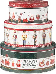 Zestaw 3 blaszanych pojemników świątecznych Seasons Greetings