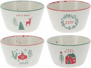 Zestaw 4 misek kamionkowych Let It Snow 500 ml, 14 cm