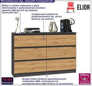 Podwójna komoda z szufladami antracyt + dąb artisan H0-S86