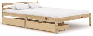 Rama łóżka z 2 szufladami, lite drewno sosnowe, 140 x 200 cm