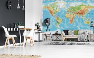 Fototapeta Mapa świata z różnymi flagami, Fototapety z mapami świata, Popularne Fototapety, u18208 - Tapeko.pl