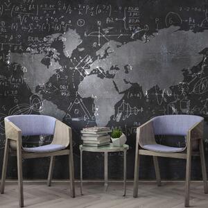 Fototapeta Tablica kredowa z mapą i równaniami matematycznymi, Fototapety z mapami świata, Popularne Fototapety, u50408 - Tapeko.pl