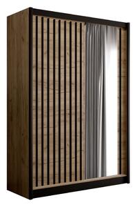 Szafa ubraniowa z lustrem SANTINO 150x215 cm dąb craft/czarny MT0110