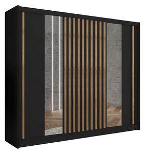 Szafa ubraniowa z lustrem SANTINO 250x215 cm czarna/dąb craft MT0117