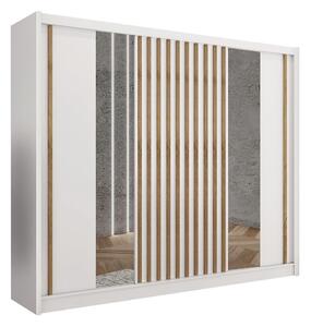 Szafa ubraniowa z lustrem SANTINO 250x215 cm biała/dąb craft MT0118