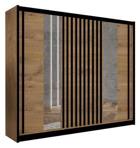 Szafa z lustrem SANTINO 250x215 cm dąb rękodzieło/czarna MT0116