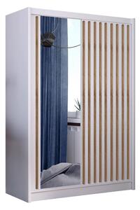 Szafa ubraniowa z lustrem SANTINO 150x215 cm biała/dąb craft MT0112