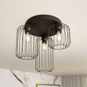 EMIBIG LIGHTING Lampa sufitowa Barn, 3-punktowa, Ø 30 cm, czarna, metal, E27