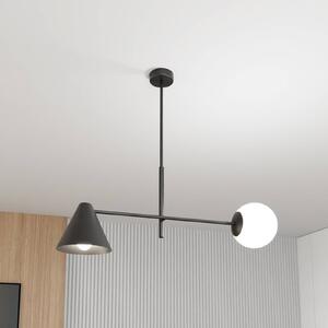 EMIBIG LIGHTING Lampa sufitowa Hermes, 2-punktowa, czarny, szkło, 70 cm, E14