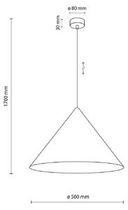 Żyrandol Cono, 1-punktowa, Ø 50 cm, czarna, E27 Cono TK Lighting, możliwość ściemniania, czarny, salon / jadalnia, metal, nowoczesny