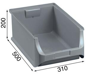 Plastikowe pojemniki PLUS 5, 310 x 500 x 200 mm, szare, 6 szt