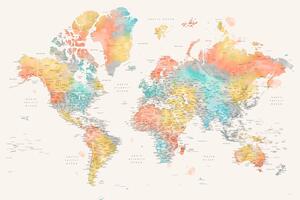 Mapa Detailed colorful watercolor world map Fifi, Blursbyai