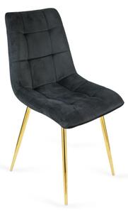 Solidne krzesło tapicerowane BEN czarny / złota noga