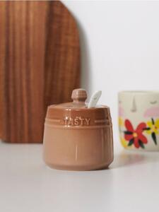 Sinsay - Ceramiczny pojemnik do przechowywania z łyżeczką - beżowy