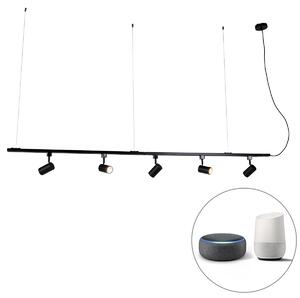 Smart hang railsysteem zwart 1-fase incl. 5 Wifi GU10 - Jeana Oswietlenie wewnetrzne
