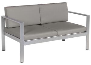 Sofa ogrodowa ciemnoszara metalowa z wodoodpornymi poduszkami 2-osobowa Salerno Beliani