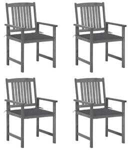 Krzesła ogrodowe z poduszkami, 4 szt., szare, drewno akacjowe