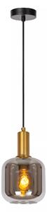 JOANET lampa wisząca czarno-złota 1xE27 klosz szklany dymiony fi 16cm