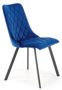 Niebieskie welurowe krzesło pikowane - Zoxe
