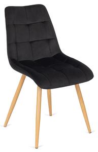 Czarne welurowe krzesło na stalowych nogach - Abro