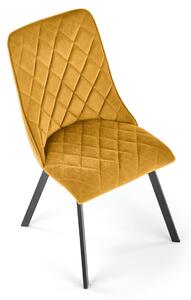 Musztardowe krzesło tapicerowane welurem - Zoxe
