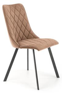 Beżowe pikowane krzesło welurowe - Zoxe
