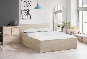 Łóżko SOFIA 180 x 200 cm, dąb sonoma Stelaż: Ze stelażem listwowym elastycznym, Materac: Bez materaca