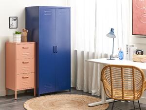 Nowoczesna szafa metalowa do biura z drzwiami 4 półki ciemnoniebieska Varna Beliani