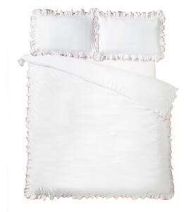 Biała/różowa pościel dwuosobowa 200x200 cm So Soft Mono Frill – Catherine Lansfield