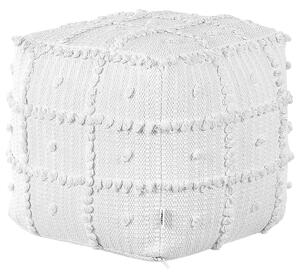 Nowoczesny boho kwadratowy puf otomana bawełna 40 x 40 x 40 cm biały Harnai Beliani