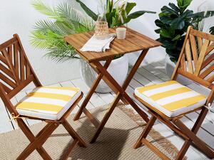 Zestaw 2 poduszek na krzesła ogrodowe z wiązaniem żółto-biały Ferni Beliani