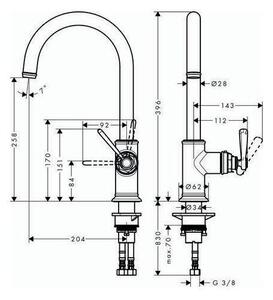 Hansgrohe AXOR Montreux Jednouchwytowa bateria kuchenna 260 DN 15 z obrotową wylewką, 16580340