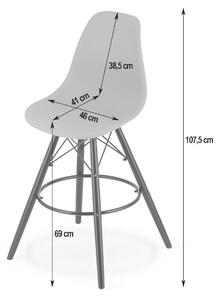 Białe krzesło barowe CARBRY LAMAL z czarnymi nogami