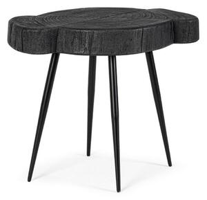 Czarny stolik z blatem z drewna akacjowego 35x45 cm Zakia – Bizzotto
