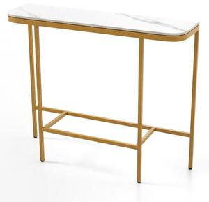 Stolik konsola z blatem z imitacją marmuru 110 x 30 x 91 cm biały blat