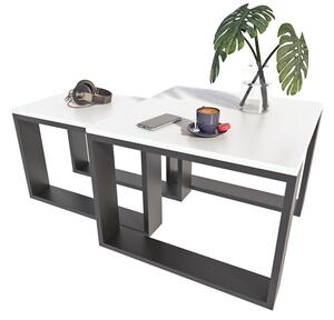 Podwójny stolik kawowy do salonu biało czarny - Juna 3X
