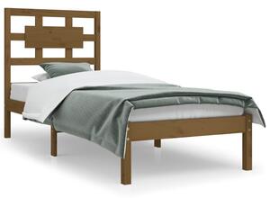 Rama łóżka, brązowa, lite drewno sosnowe, 90x200 cm