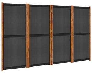 Parawan 4-panelowy, czarny, 280 x 180 cm