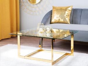 Stolik kawowy glamour szklany blat metalowa złota rama Crystal Beliani
