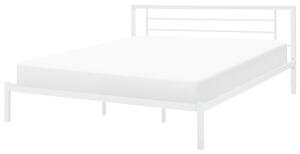 Nowoczesne łóżko 180 x 200 cm ze stelażem metalowe niskie wezgłowie białe Cusset Beliani