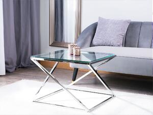 Stolik kawowy ława elegancki design szklany blat nowoczesny srebrny Beverly Beliani