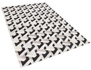 Dywan patchwork skórzany 160 x 230 cm geometryczny wzór czarno-szary Narman Beliani
