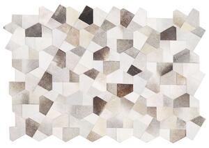 Dywan szaro-beżowy skórzany łaciaty patchwork dekoracyjny 160 x 230 cm Varto Beliani