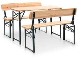 Składany stół biesiadny z 2 ławkami, 118 cm, drewno jodłowe