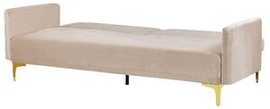 Sofa 3-osobowa welurowa beżowa z poduszkami do salonu nowoczesna Lucan Beliani
