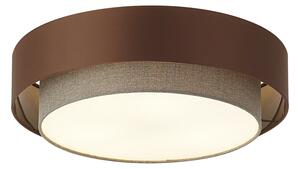Nowoczesna lampa sufitowa ciemny brąz z taupe 50 cm 3-źródła światła - Drum Duo